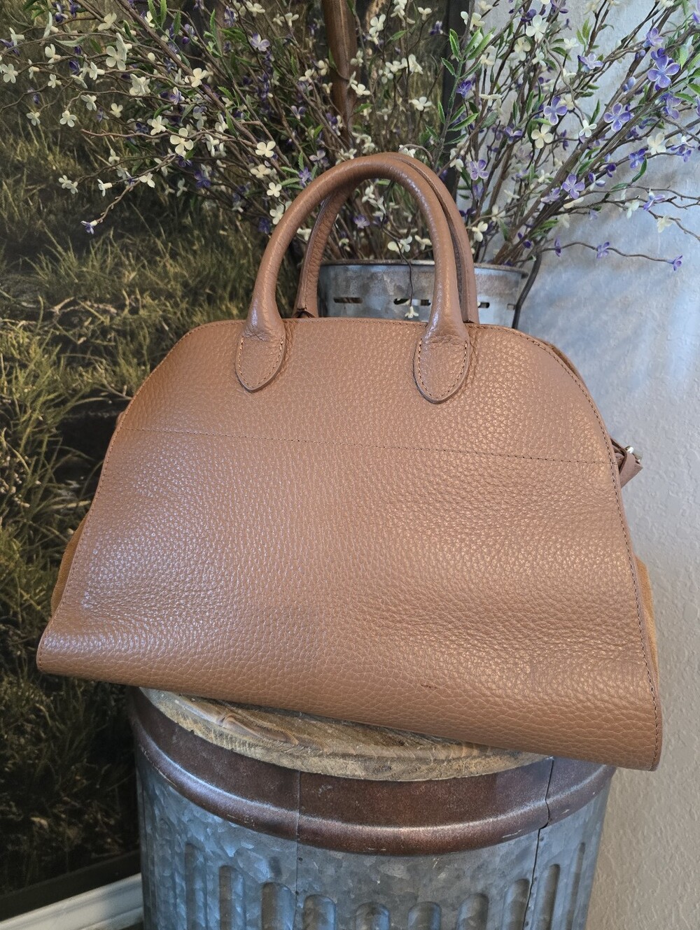 Leather Crossbody Shoulder Bag in Brown